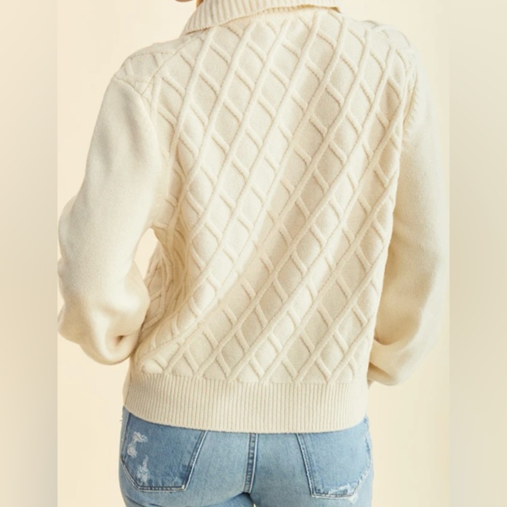 Ciao Lucia Tomayo Cardigan Ivory 100% Merino Wool Cable Knit NWT XS - Picture 6 of 16
